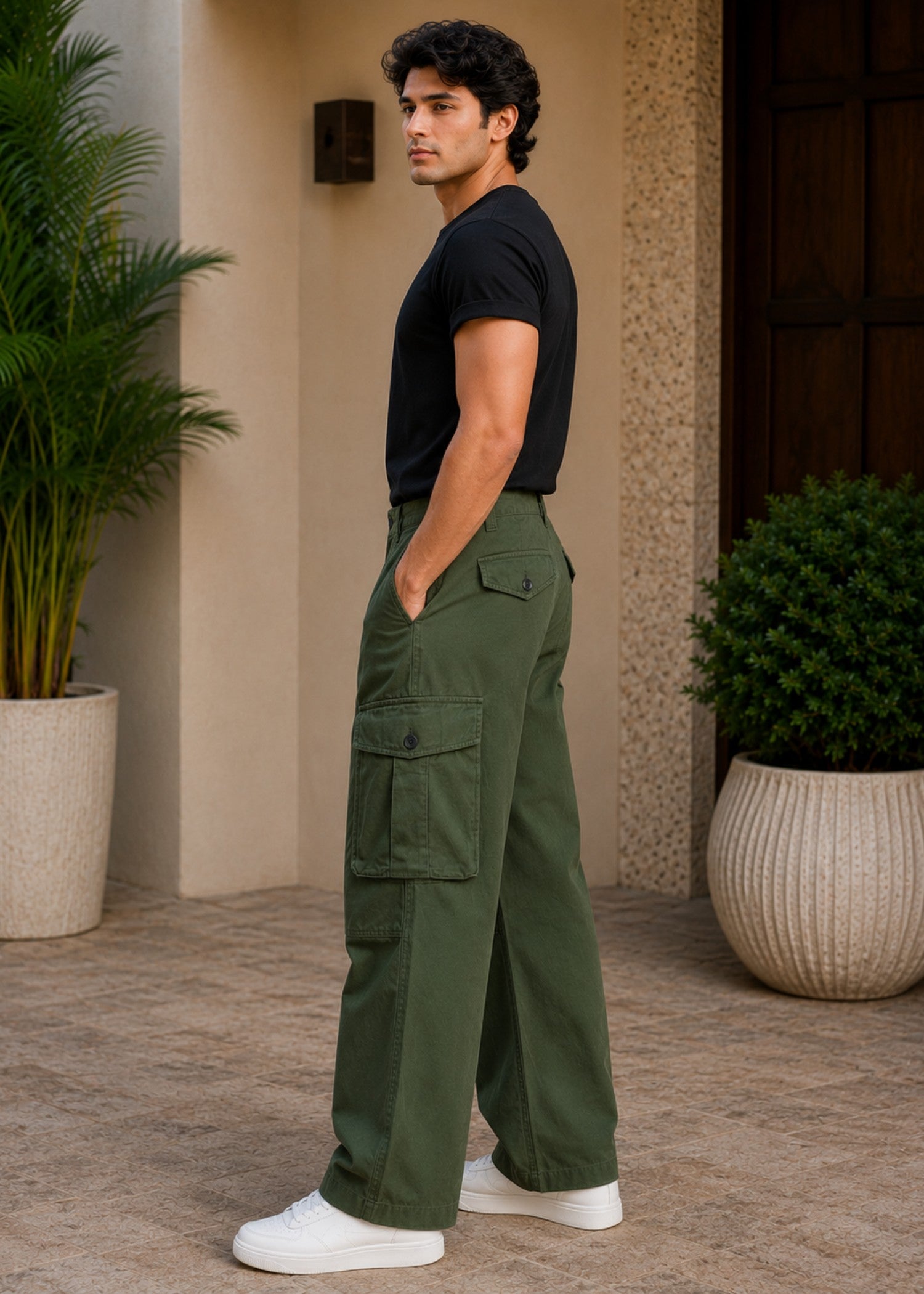 cotton Jeans in Dark green