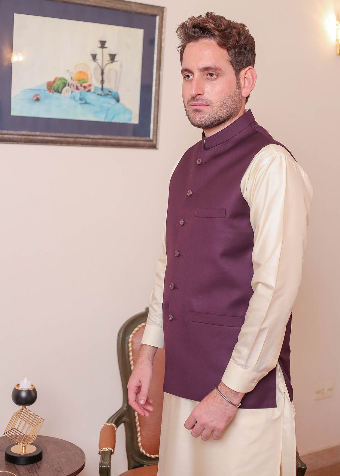 suiting Waistcoat in Magenta