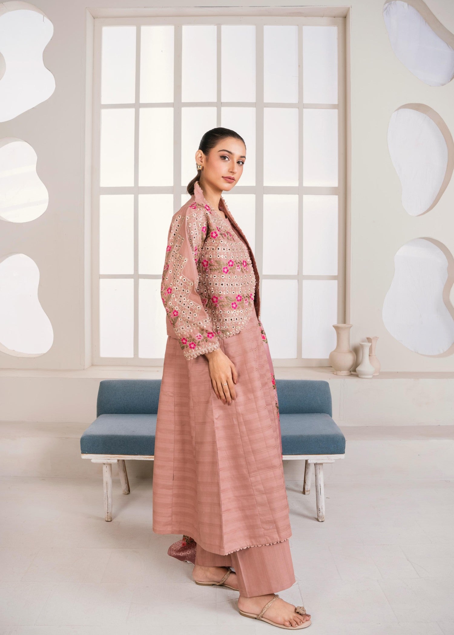 cotton Pishwas in Rose pink