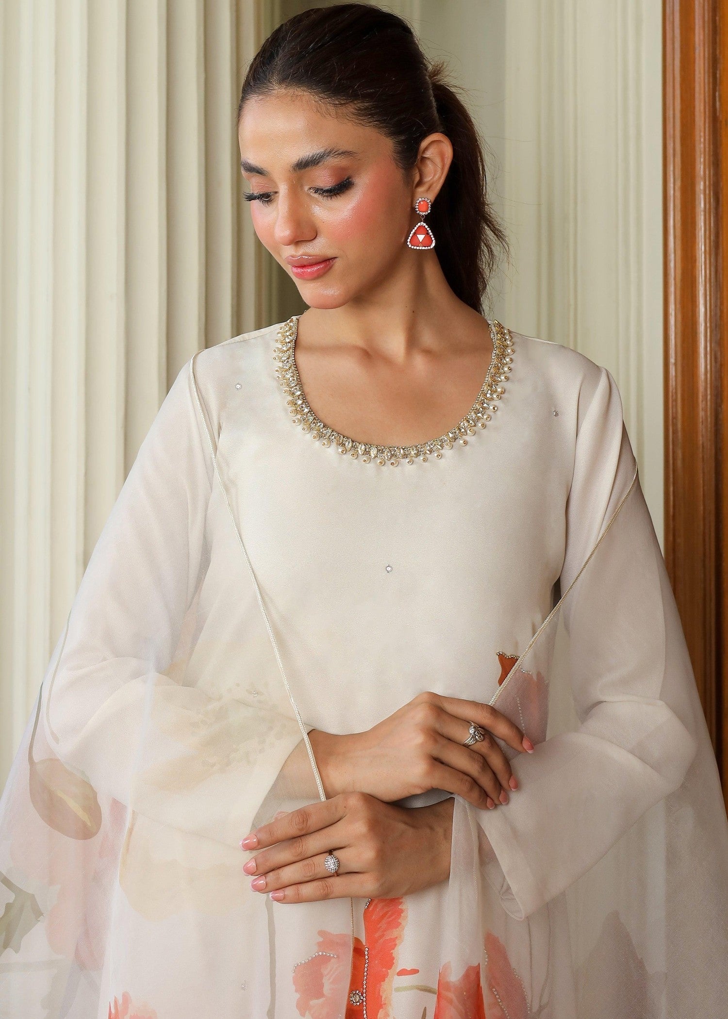 crepe Maxi in White