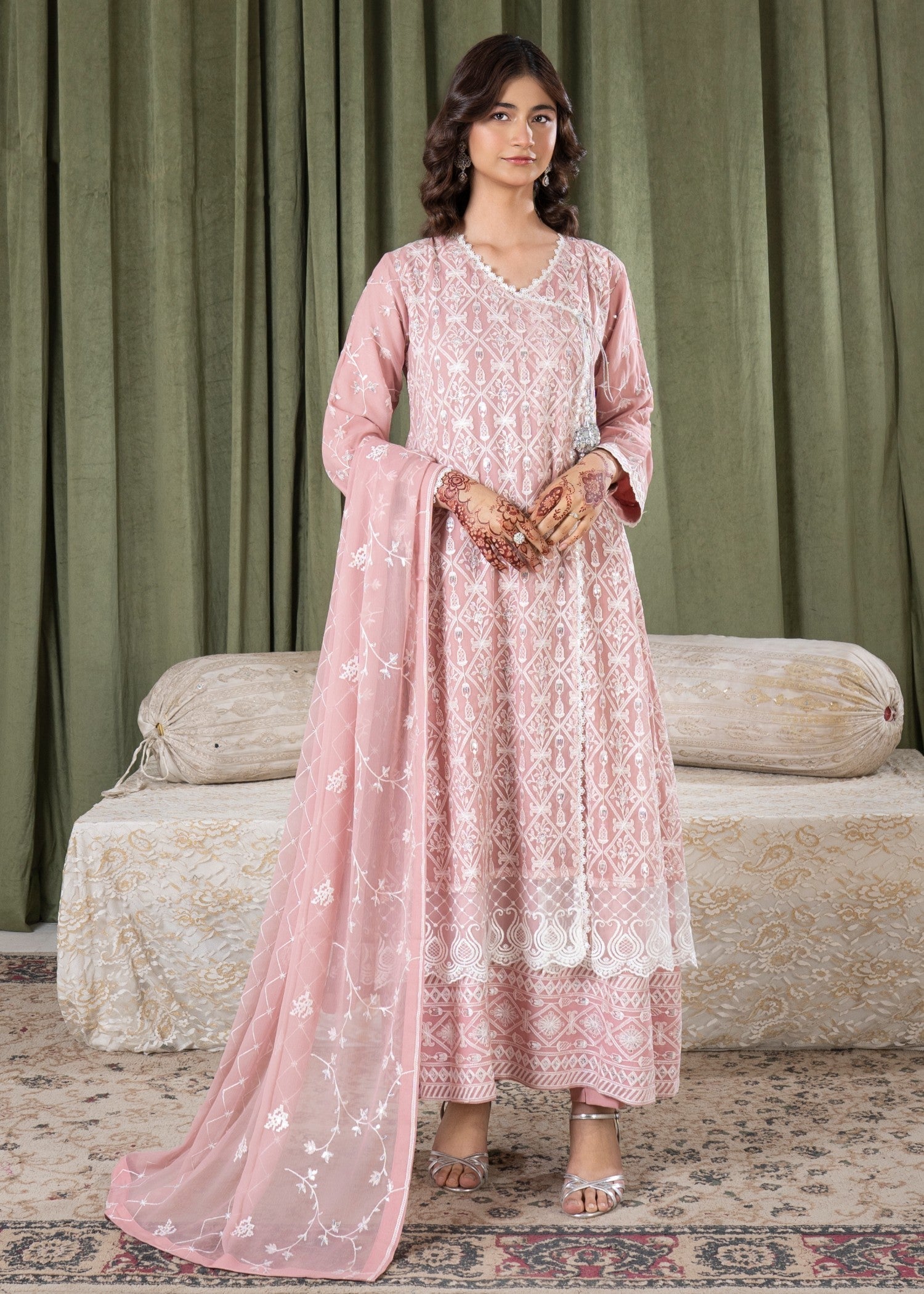 bemberg crinkle chiffon Maxi in Pink