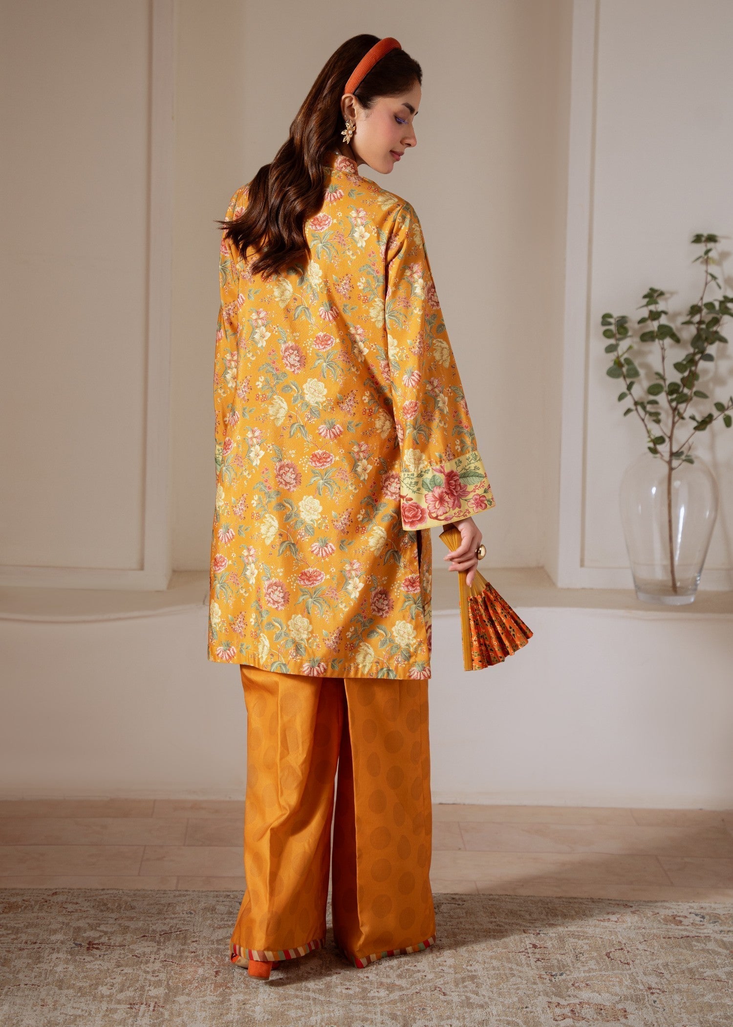 poly lawn Kurta Set in Mari gold