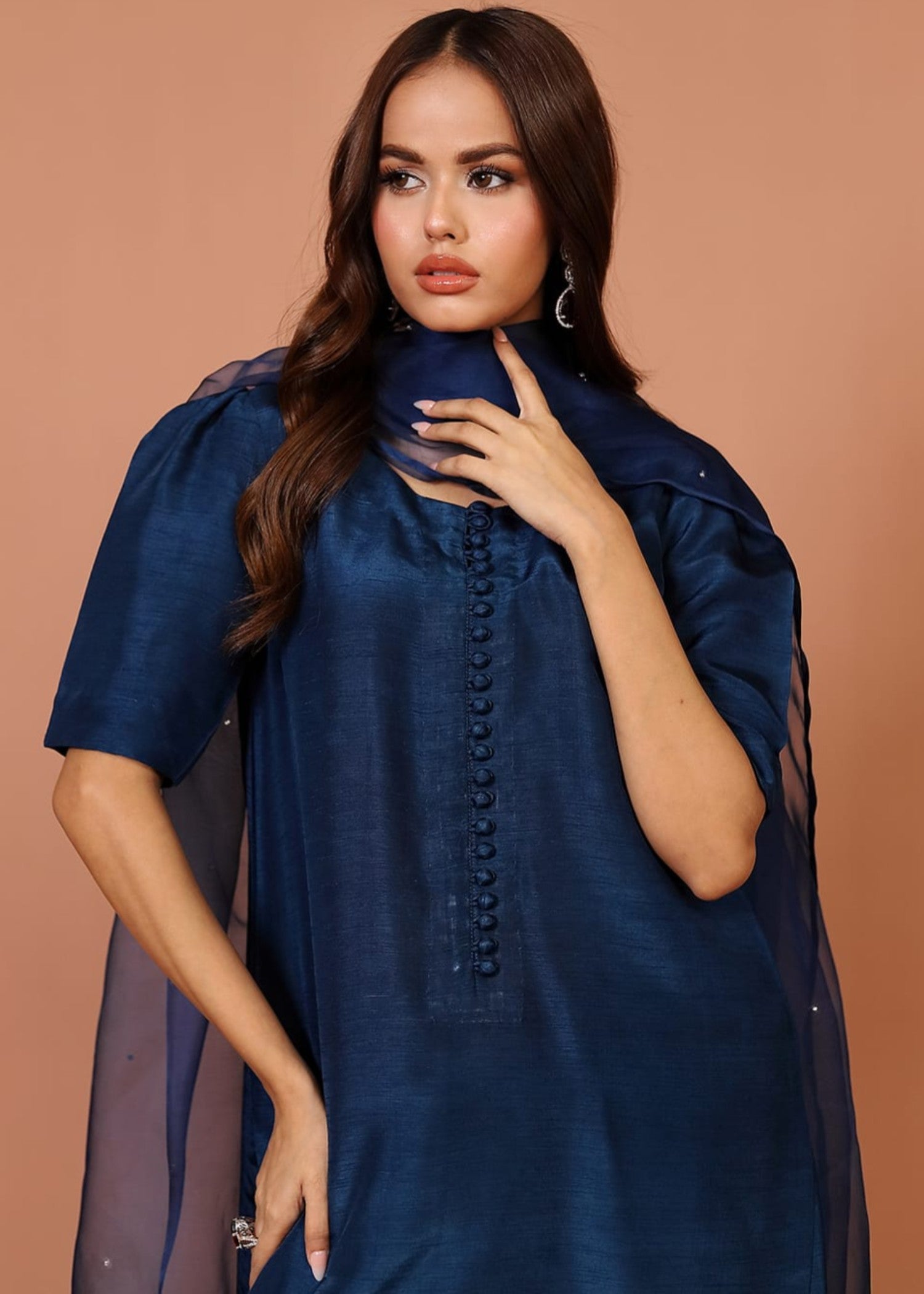pk raw silk Kurta Set in Cobalt blue