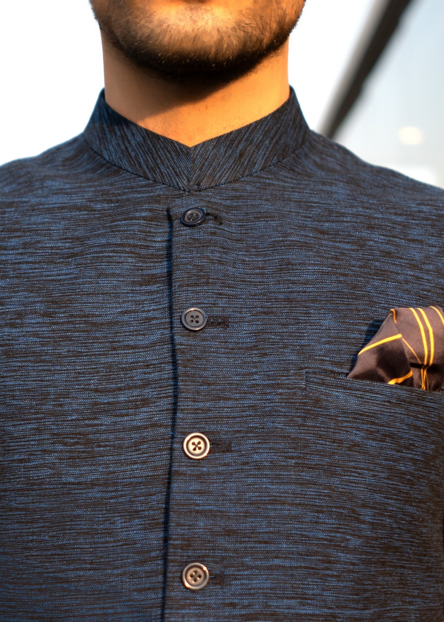 khaddar Waistcoat in Dark blue