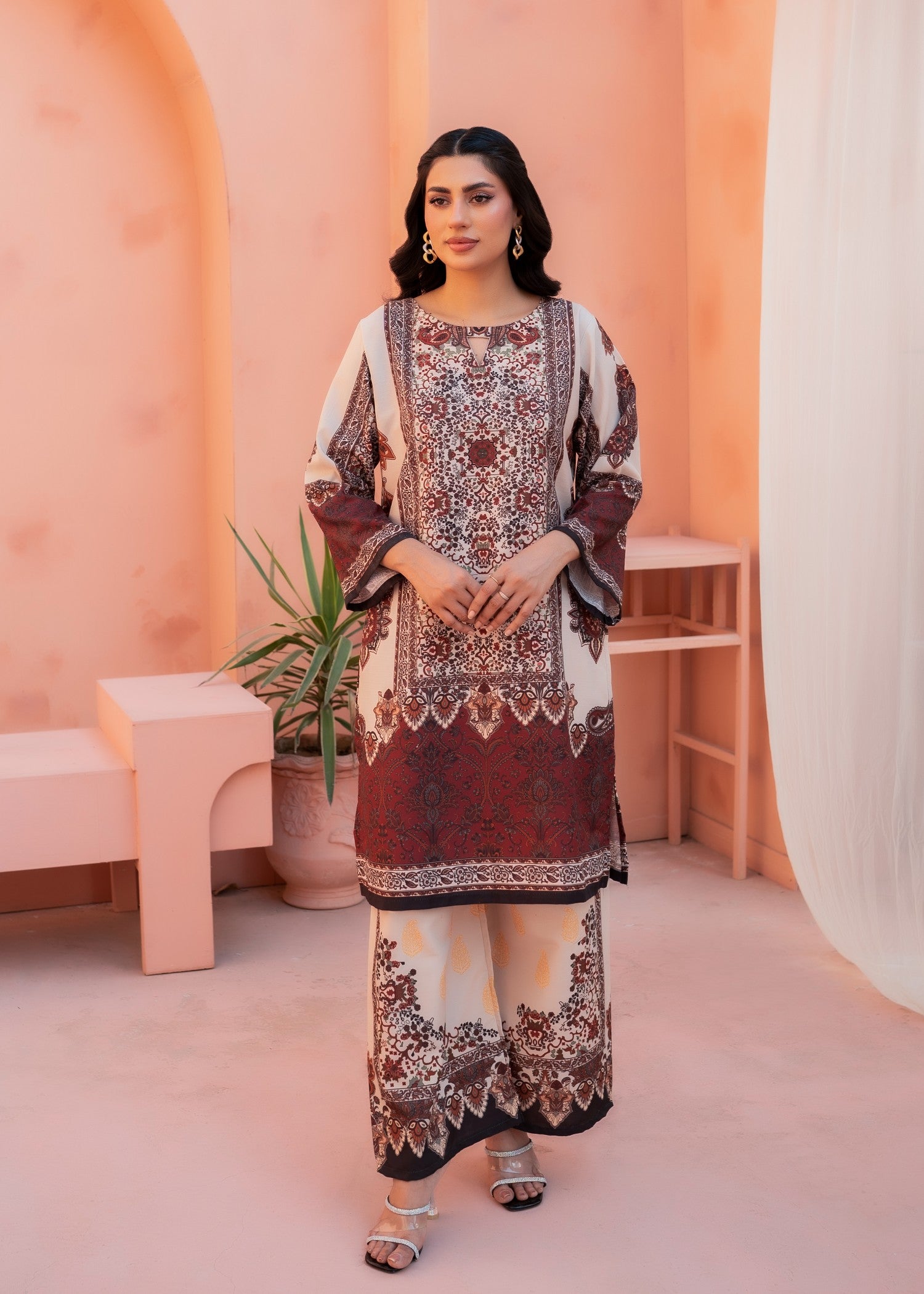 poly lawn Co Ord Sets in Wheat, maple brown