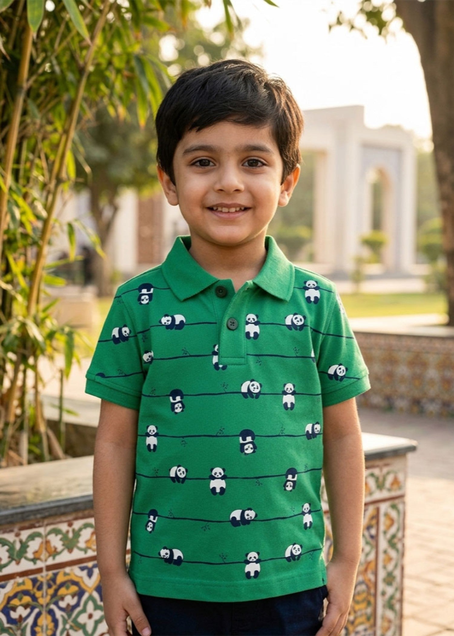 cotton Polo Shirt in Emerald green