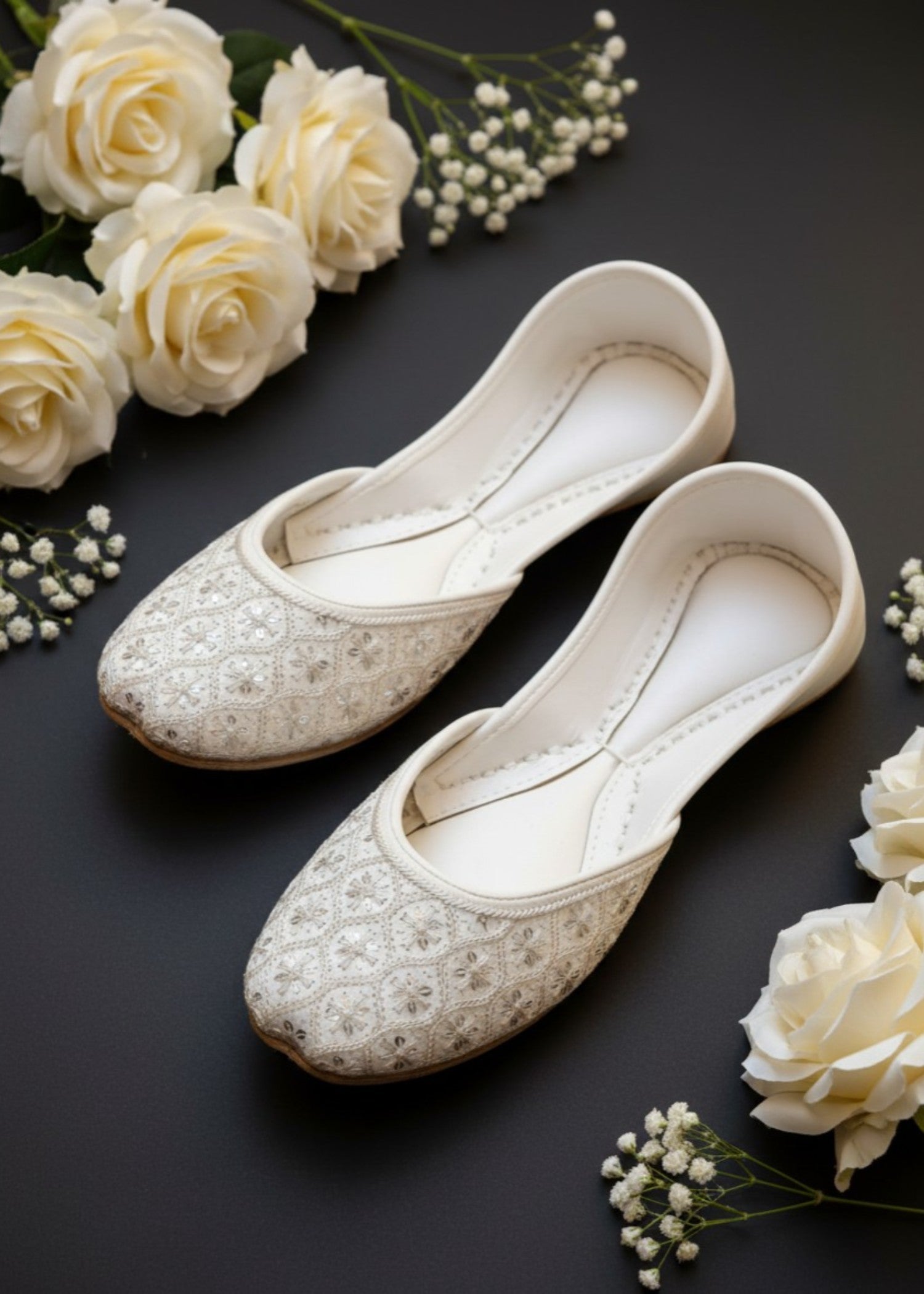 Khussa in White by - High Quality Women Khussa KAM1789