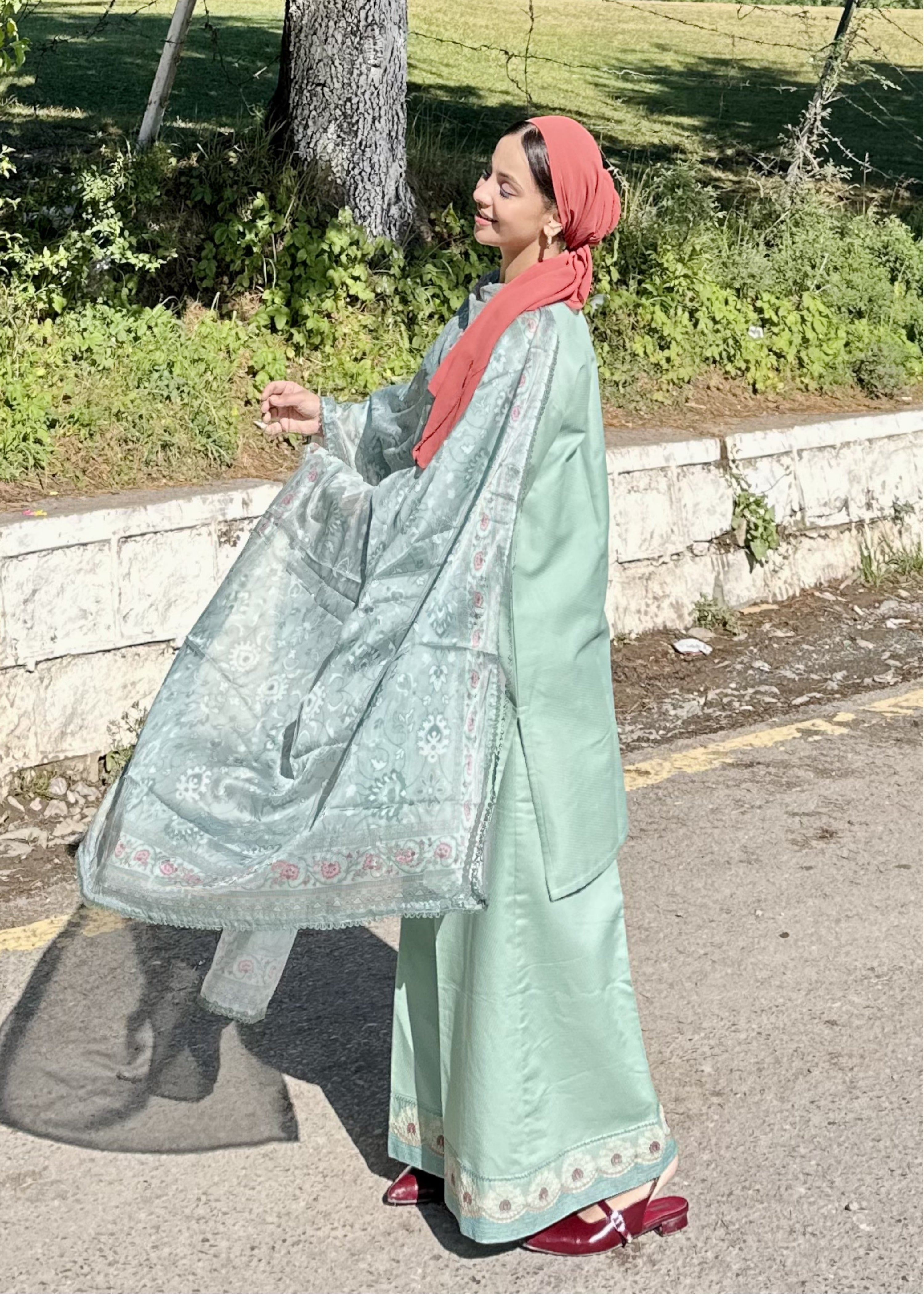 dobby crepe Kurta Set in Sky blue