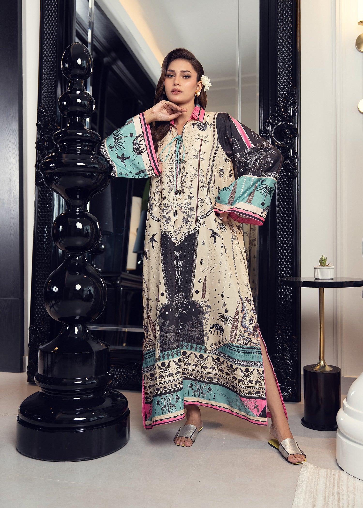 georgette Kaftan in Multi