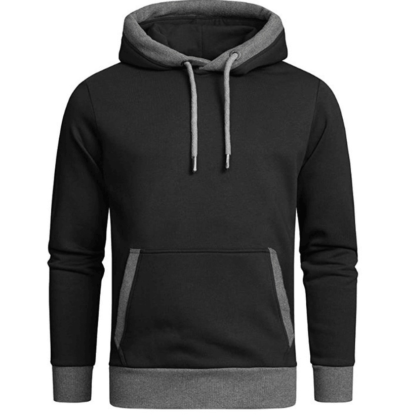 Solid Color plus Fleece Hooded Sweater Loose Men'S Clothing