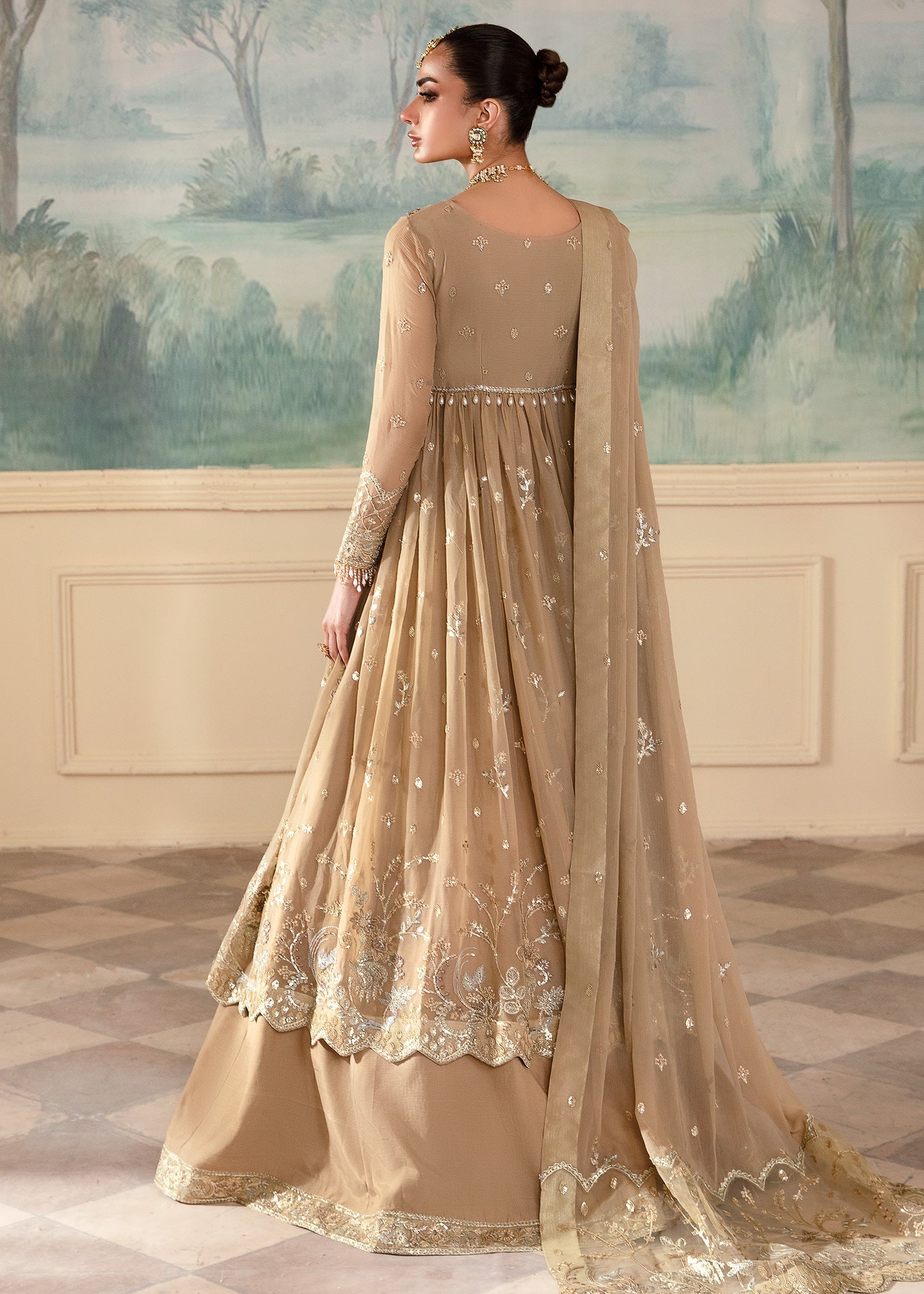 chiffon Unstitched in Beige