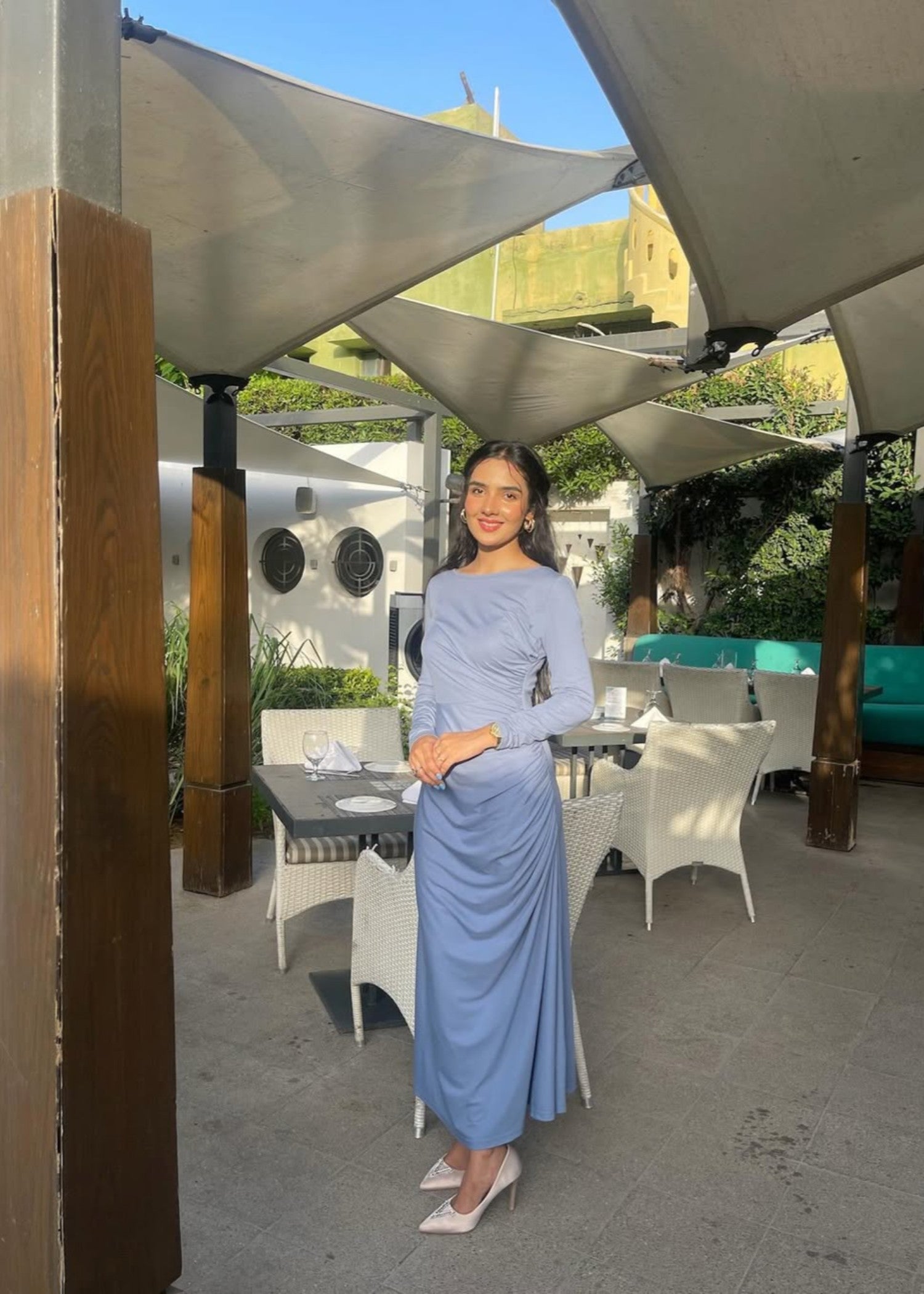 polyester Dress in Ice blue