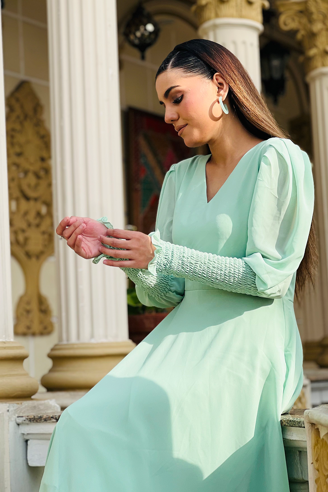 chiffon Dress in Mint green