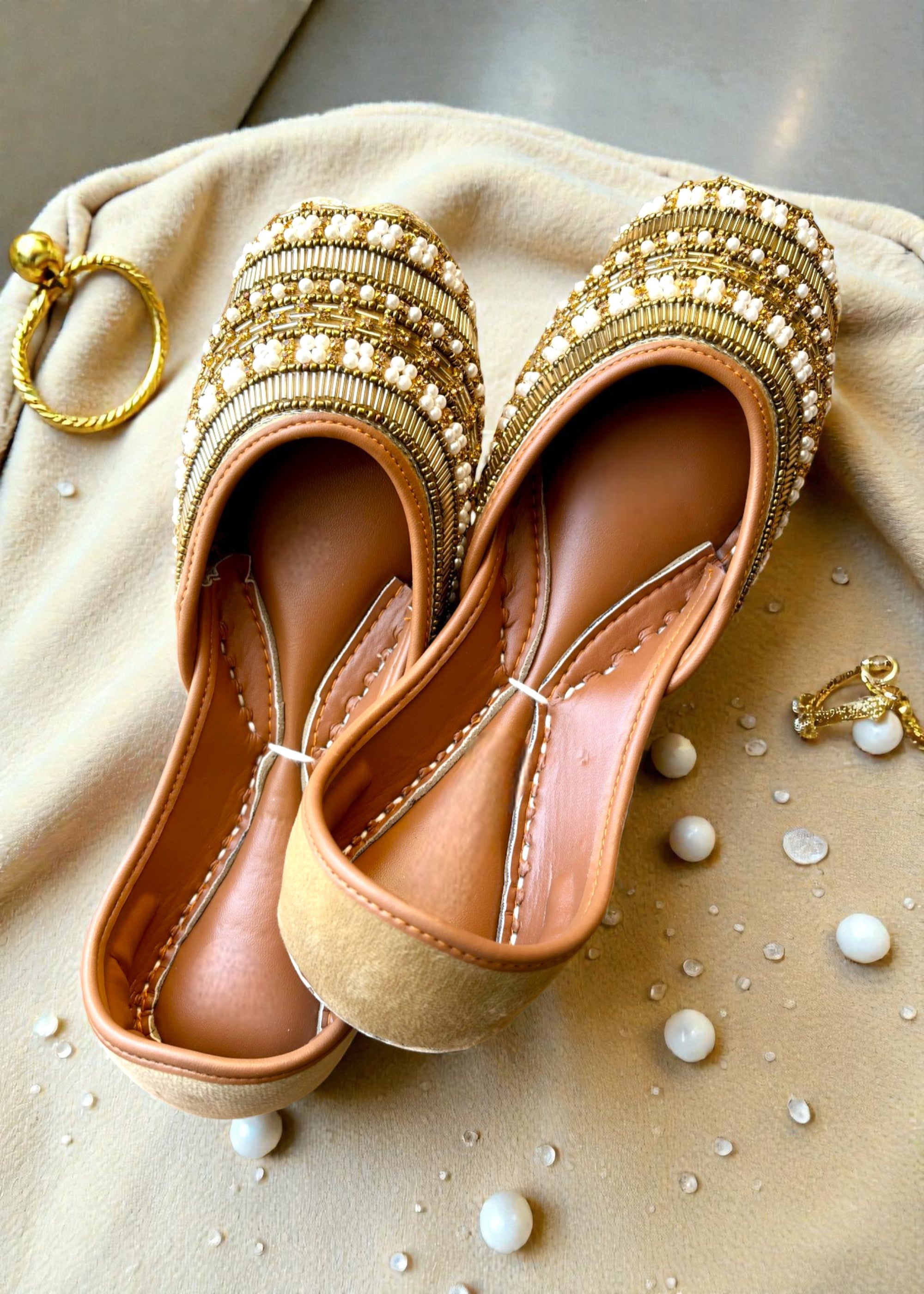 Khussa in Champagne by - High Quality Women Khussa BGZ8496
