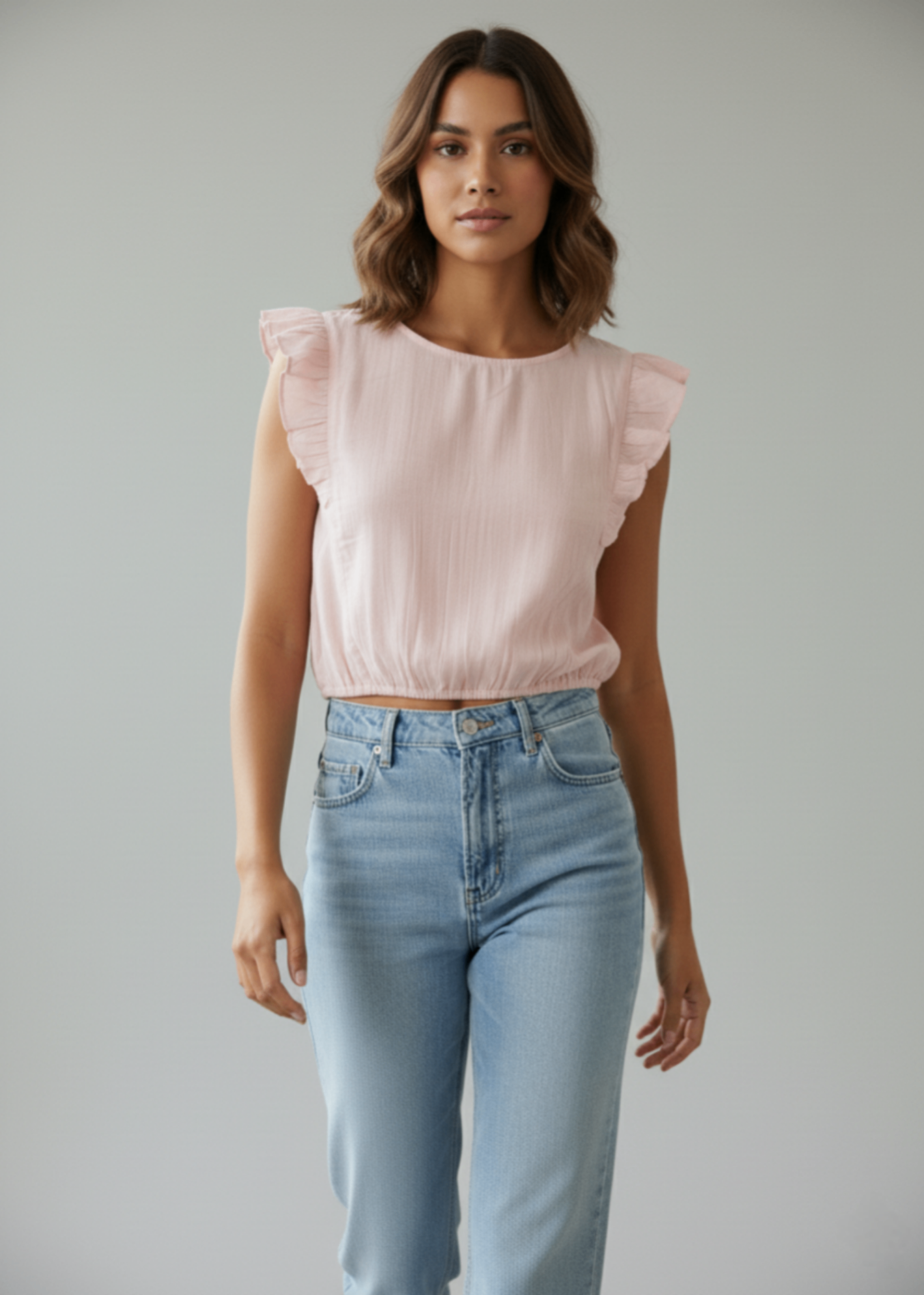 crinkle chiffon Top in Blush pink