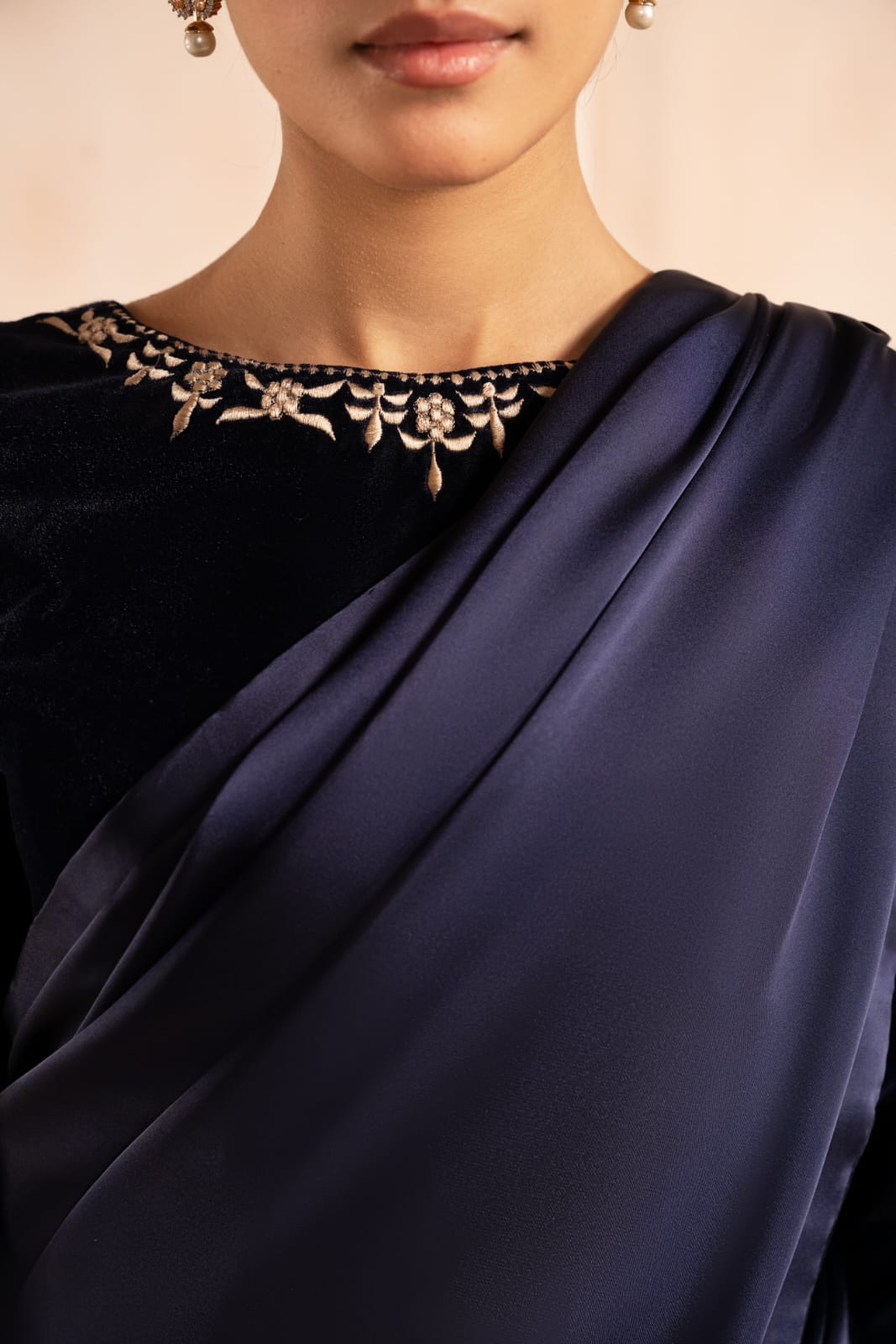 velvet Saree in Blue