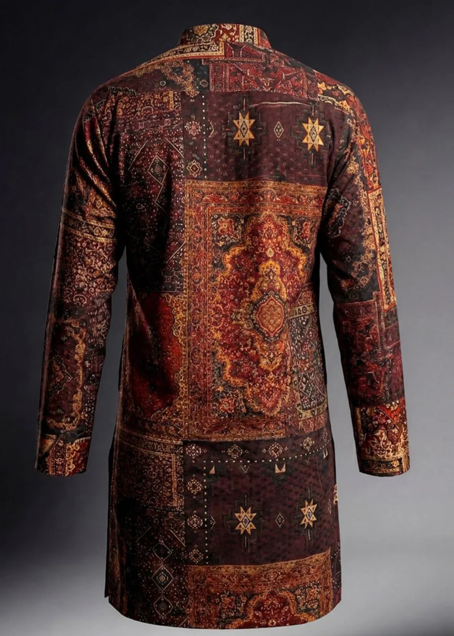 twill polyester Kurta in Cherry red