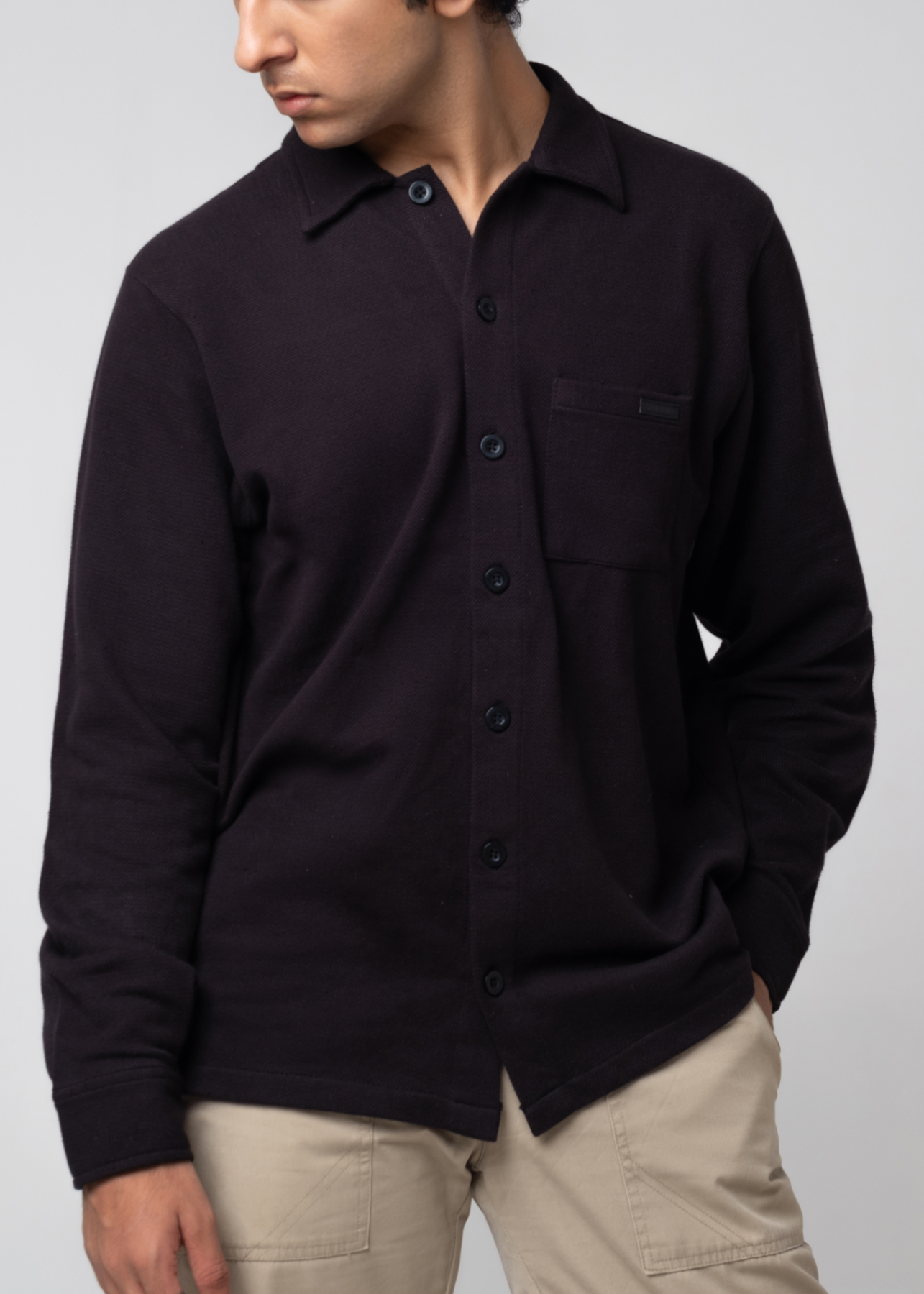 jersey knit Casual Shirt in Black