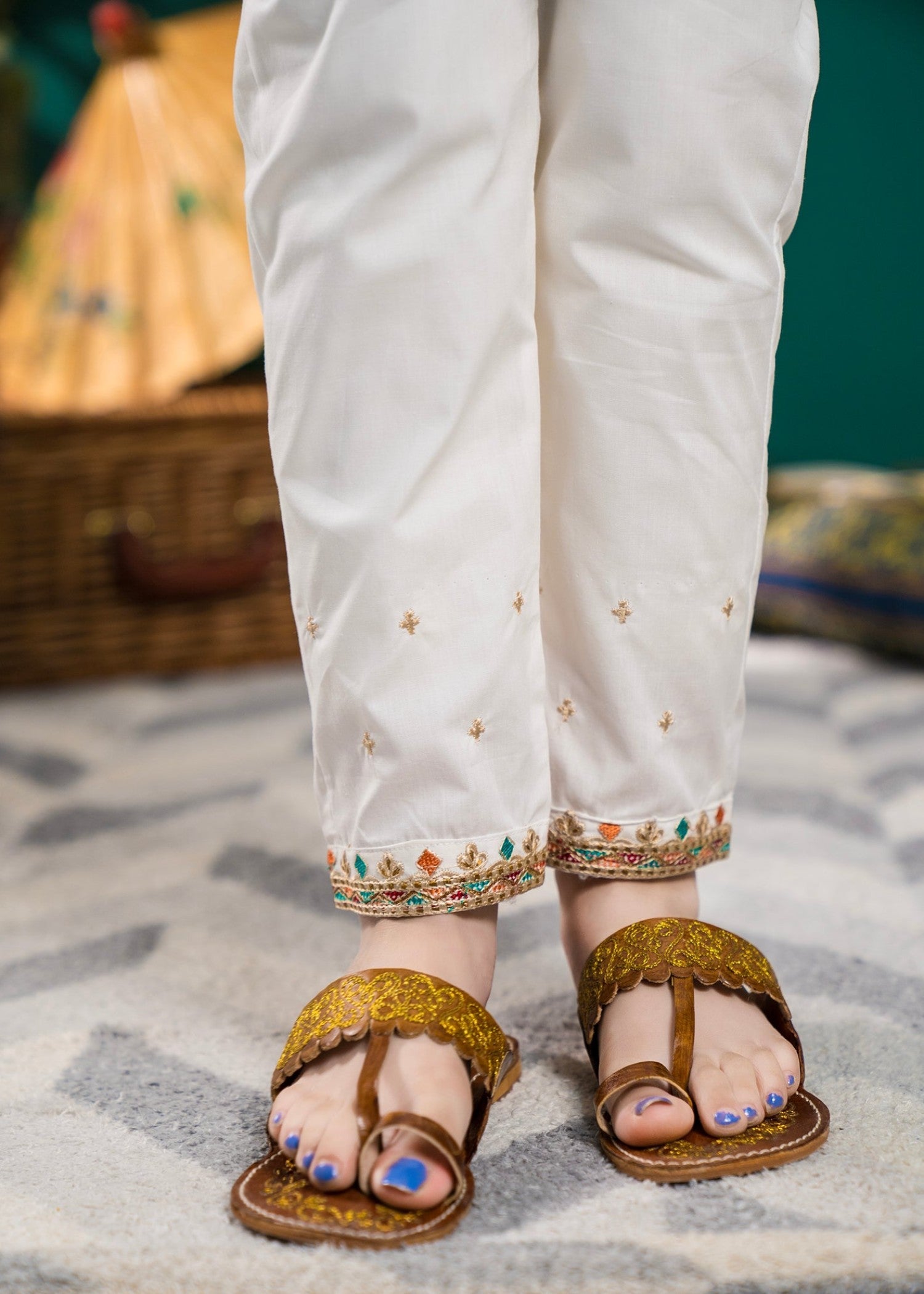 cotton Short Frock in Off-white