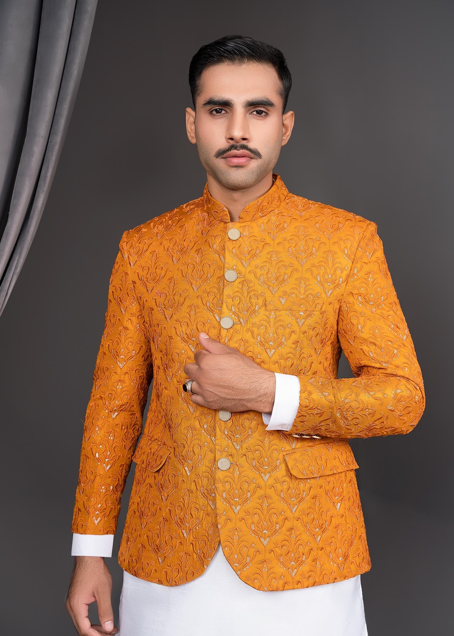 silk Prince Coat in Pumpkin orange