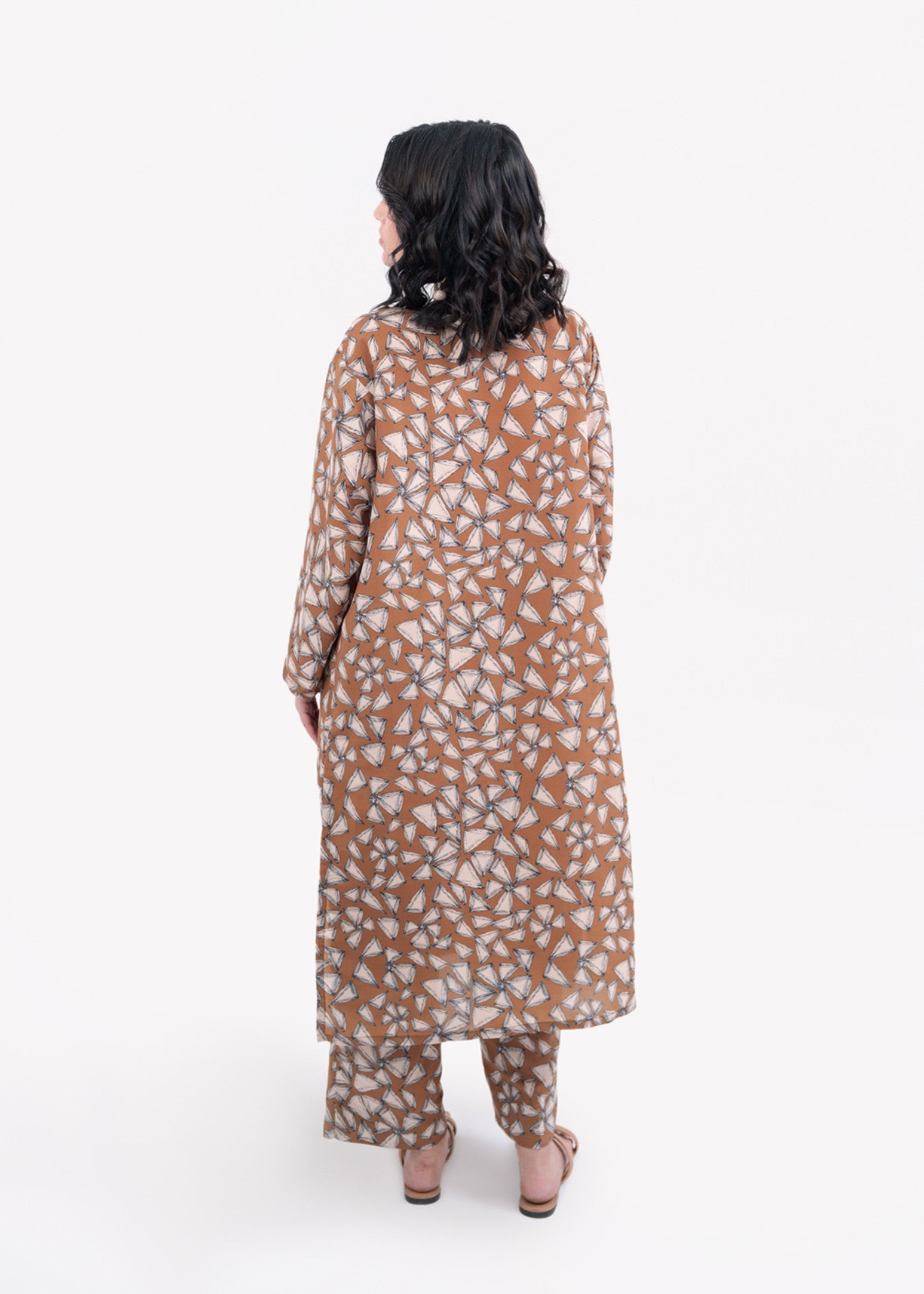 silk finish lawn Co Ord Sets in Brown