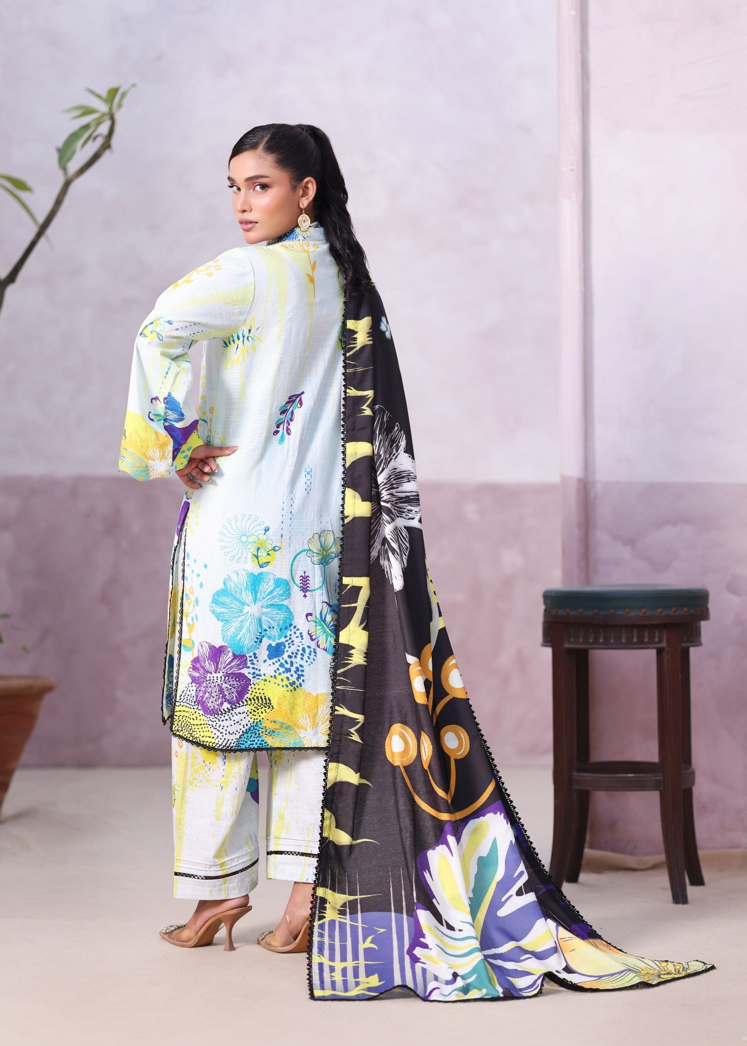 khaddar Kurta Set in Baby blue