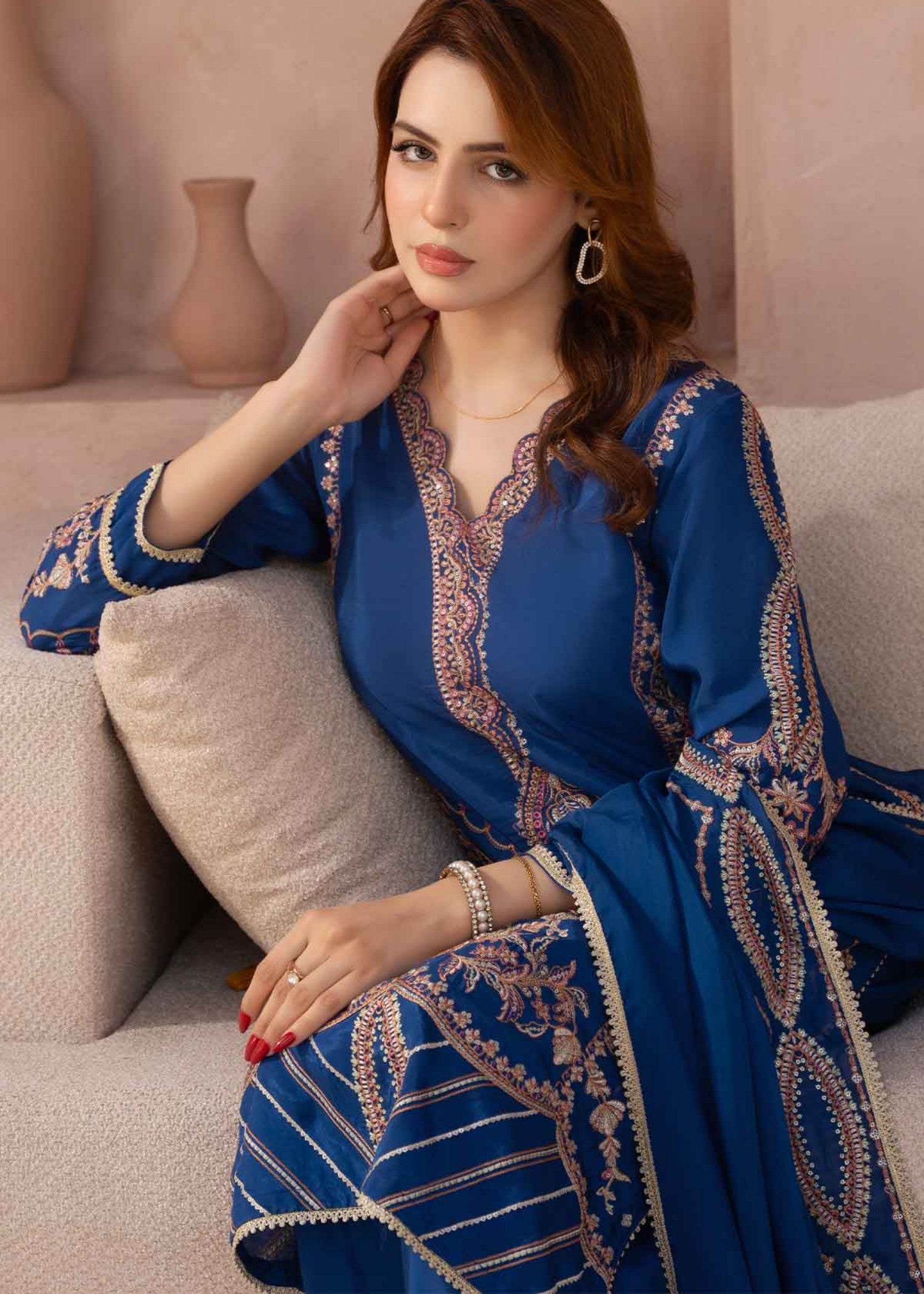 silk grip Kurta Set in Navy blue