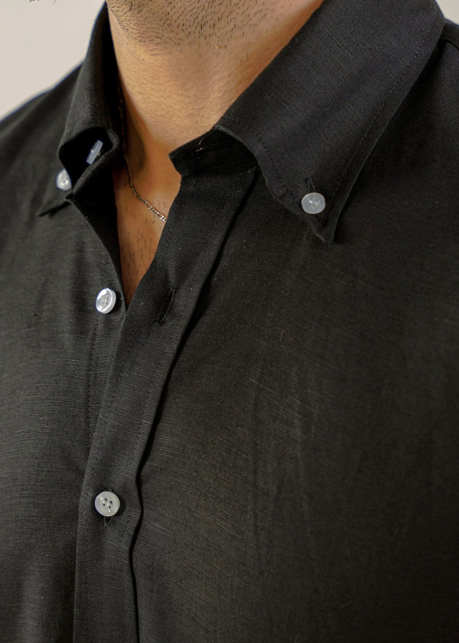 linen Casual Shirt in Black