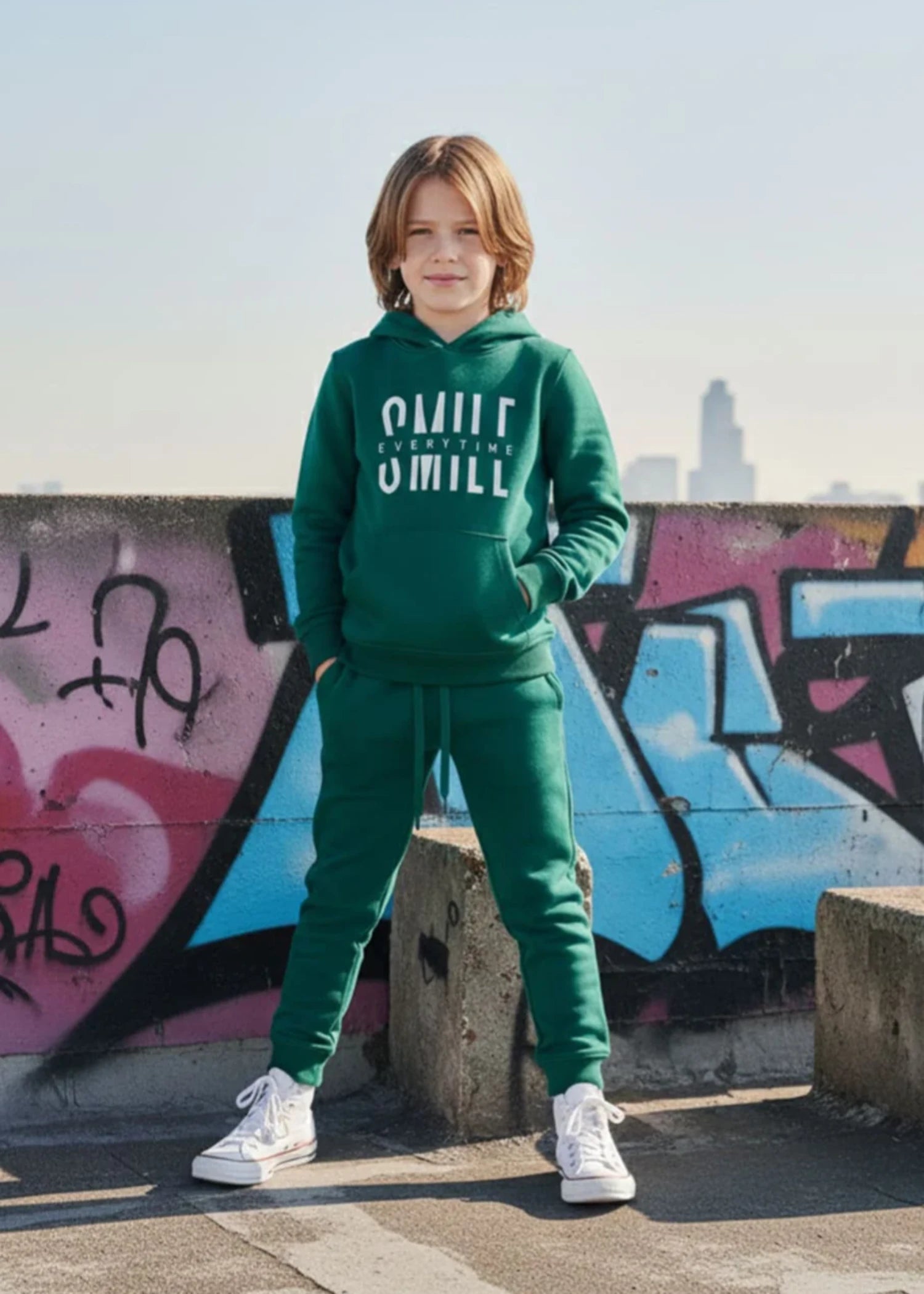 polyester Hoodie in Green