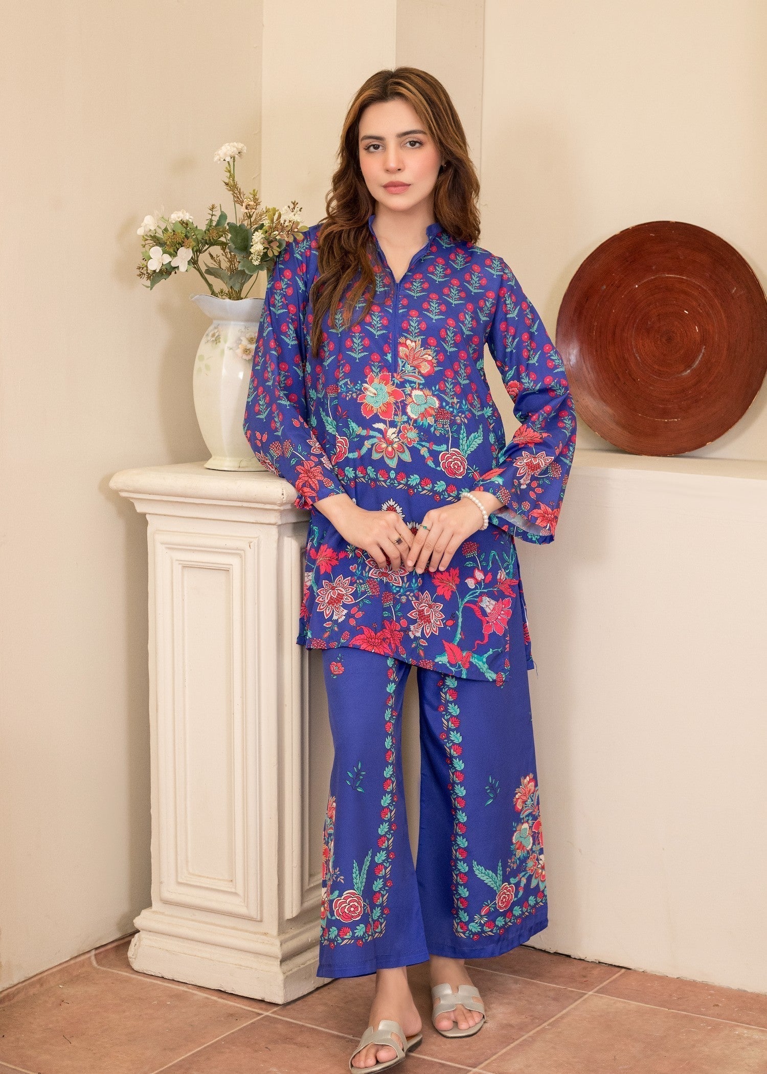 polyester crepe Co Ord Sets in Dark blue