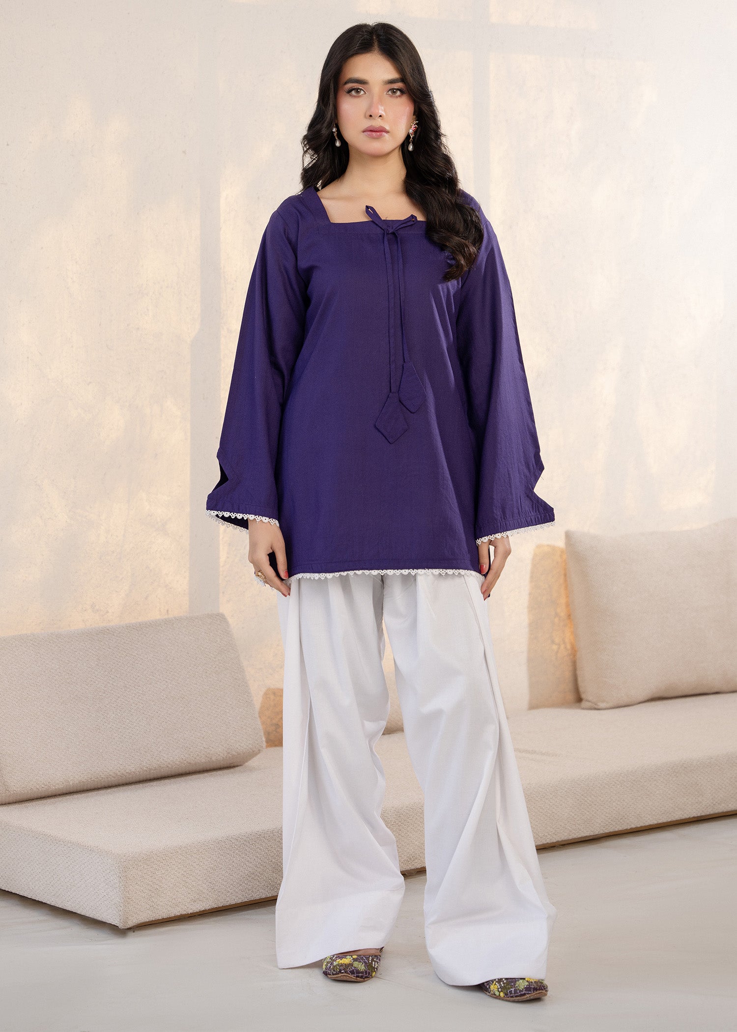 wool viscose Kurta Set in Plum