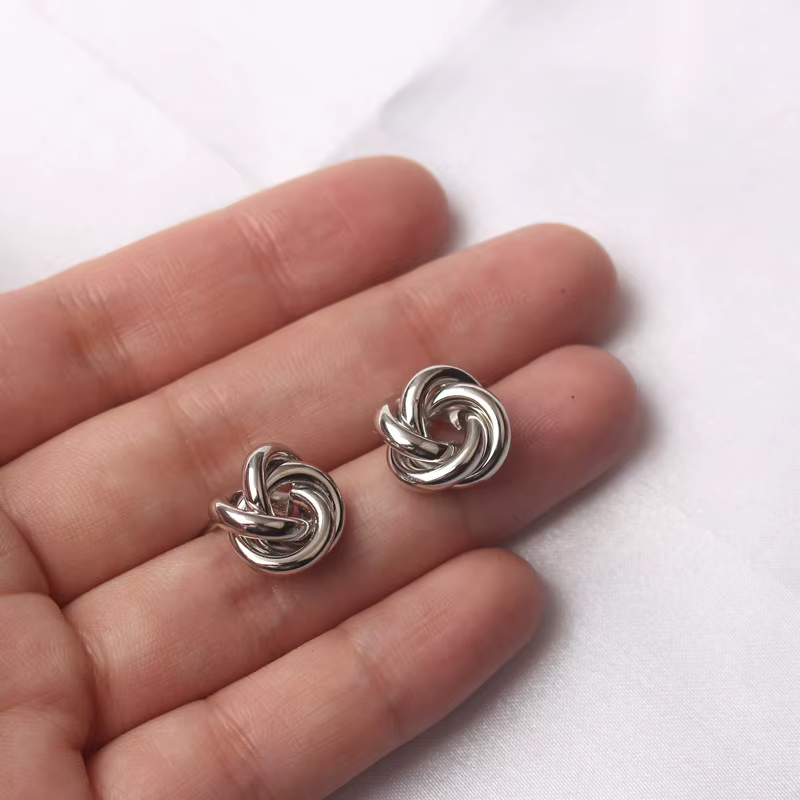 Tiny Metal Stud Earrings for Women Gold Color Twist Round Earrings Small Unusual Earrings Boucles D'Orailles Fashion - view 6