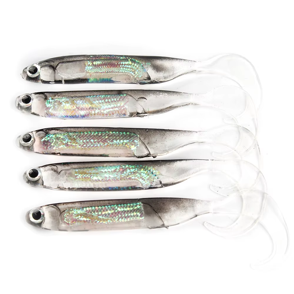 5Pcs/lot Fishing Soft Bait 7CM 7.5CM 1.7G 2.3G 2.7G T Tail fish Fishing Lures Rainbow Color Sequin Swing Fishing - view 3