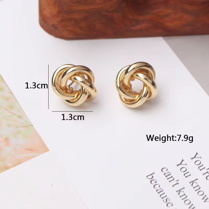 Tiny Metal Stud Earrings for Women Gold Color Twist Round Earrings Small Unusual Earrings Boucles D'Orailles Fashion - view 3