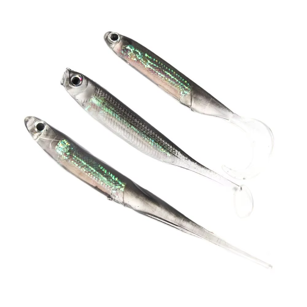 5Pcs/lot Fishing Soft Bait 7CM 7.5CM 1.7G 2.3G 2.7G T Tail fish Fishing Lures Rainbow Color Sequin Swing Fishing - view 2