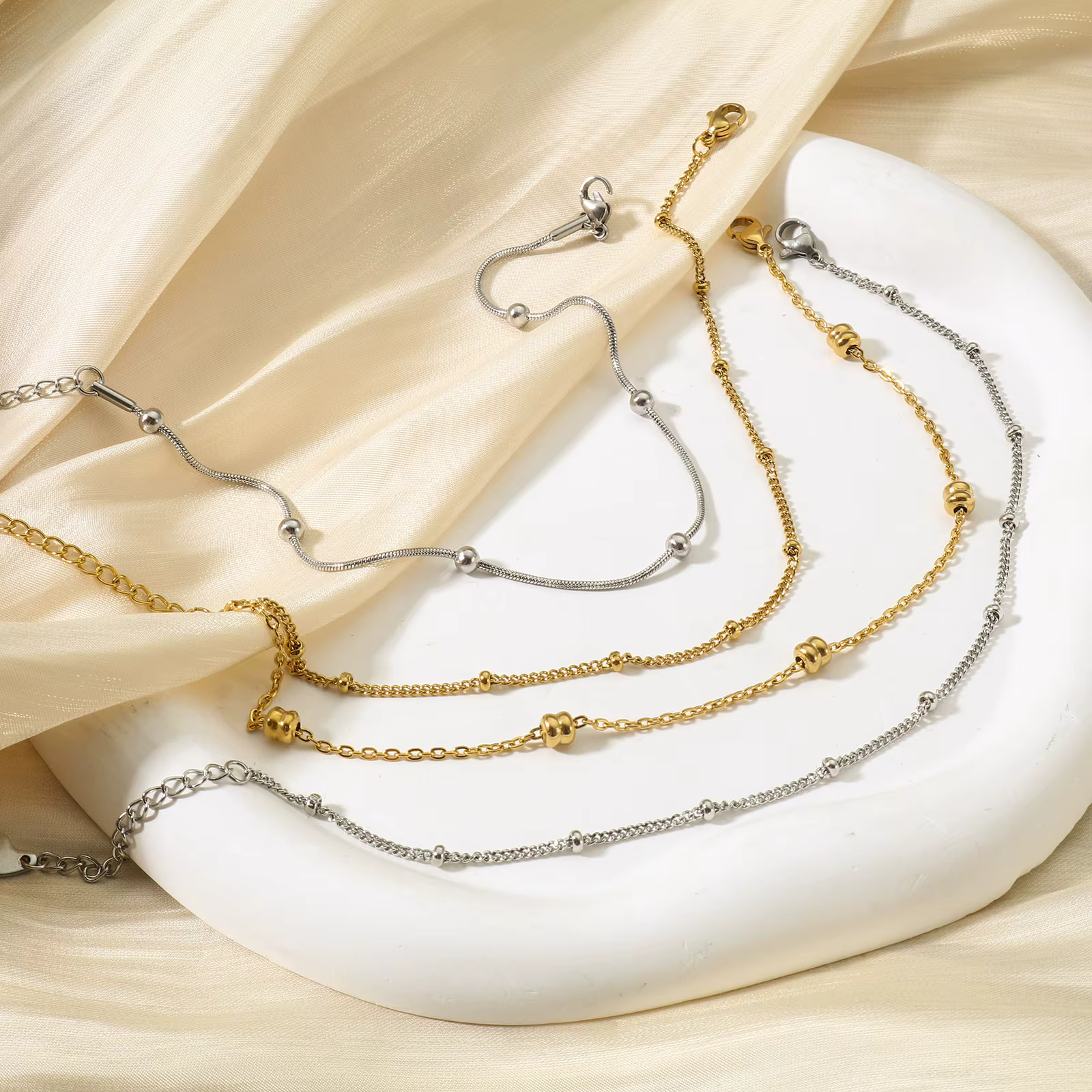 New Trendy Stainless Steel Anklet Gold Color Round Link Chains On Foot Barefoot Sandals Anklet Bracelet Women Summer - view 2
