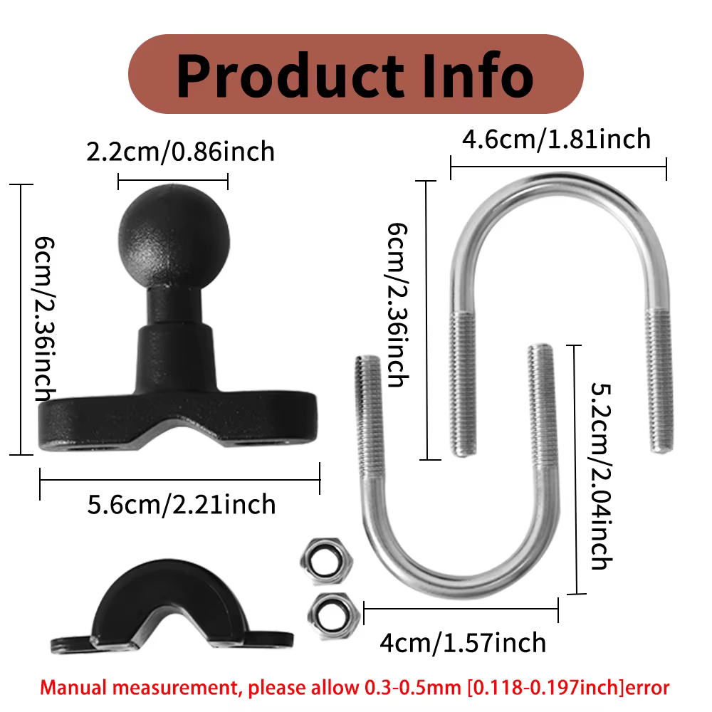 Motorcycle Handlebar Accessories U Bolt Mount Base Kit 2.2cm Ball Clamp Bracket for Motorbike Phone Holder Easily - view 4