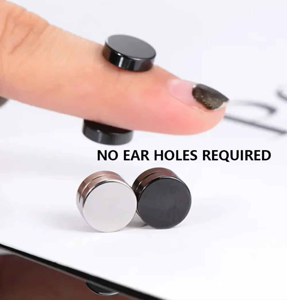 1/3Pairs 6MM Crystal Magnetic No-Pierce Stainless Steel Stud Earrings for Men Punk Zircon Magnet Earrings Non Piercing - view 4