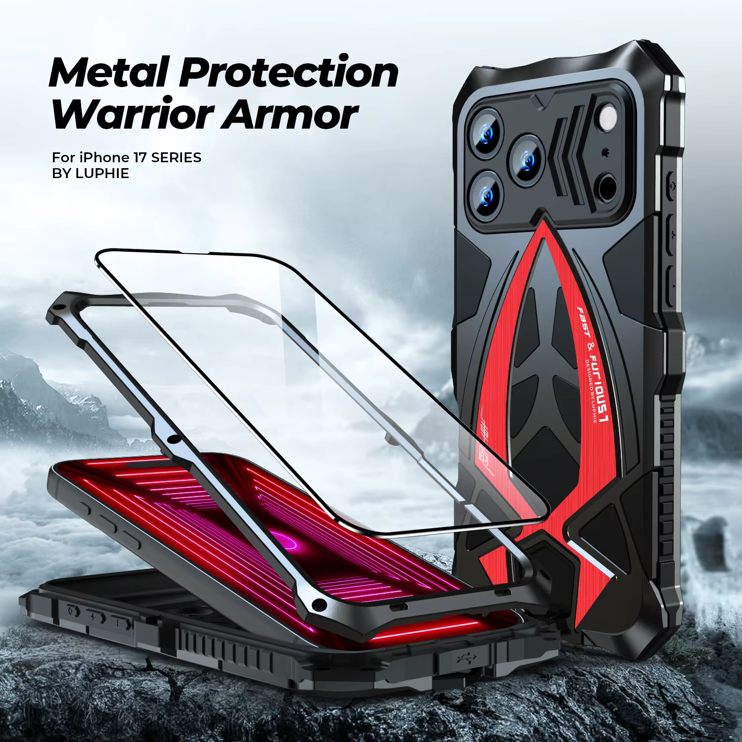 Luxury Heavy-Duty Mixed Armor Phone Case for iPhone 18 Pro Max 17 16 ProMax Aluminum Metal Frame Rugged Shockproof Back - view 3