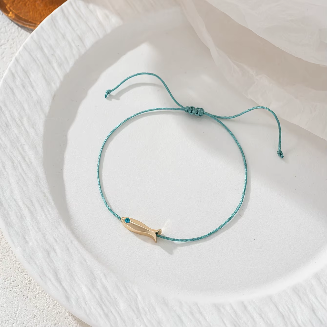 Cute Blue Fish Anklets Women Girls Bohemian Style Gold Color Animal Handmade Red Rope Adjustable Foot Chain Jewelry - view 6