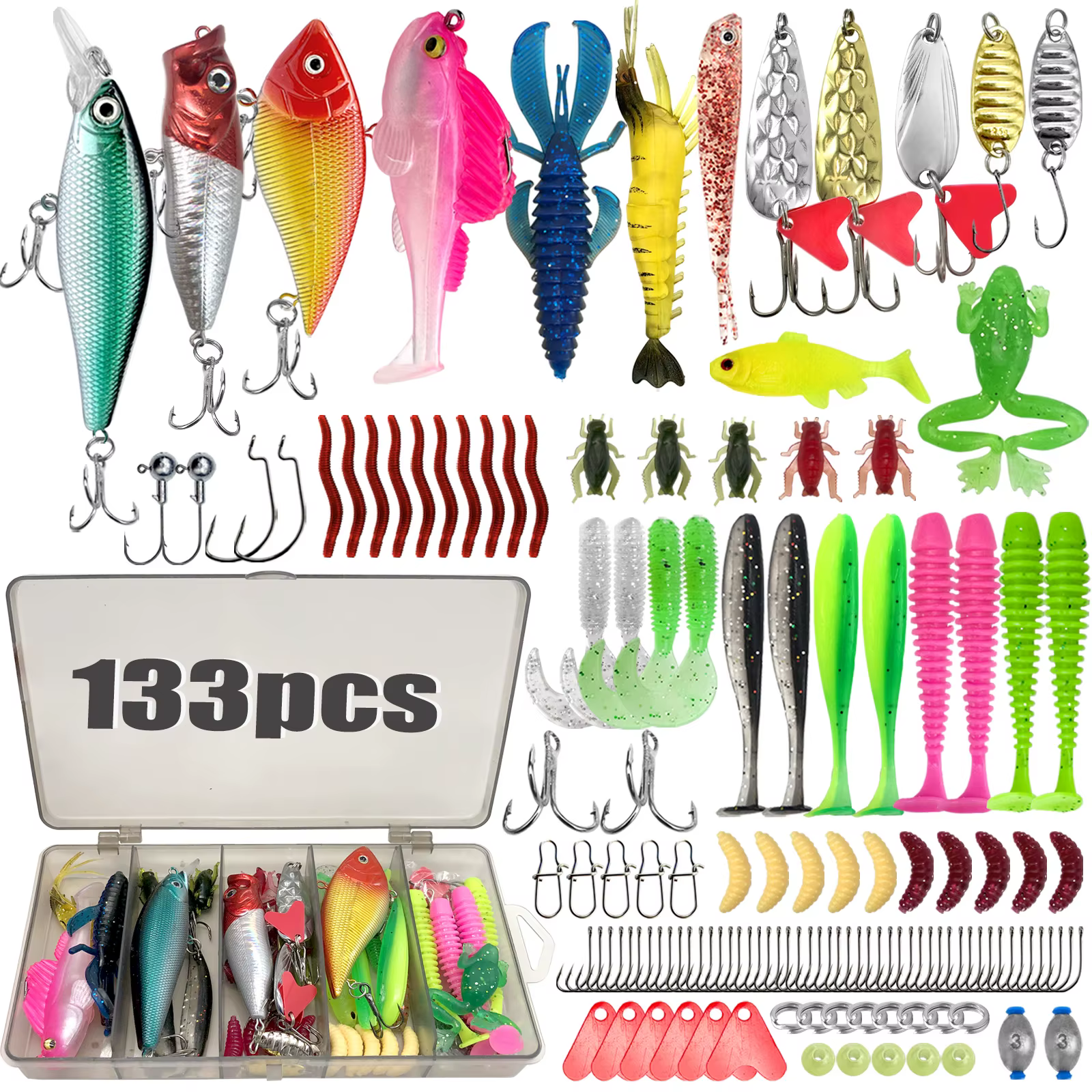 Fishing 83/133/193/239/409pcs Fishing Lure Kit For Trout/Pike/Bass Multi-Lure Fishing Set Layered Tackle Pro Gear - view 6
