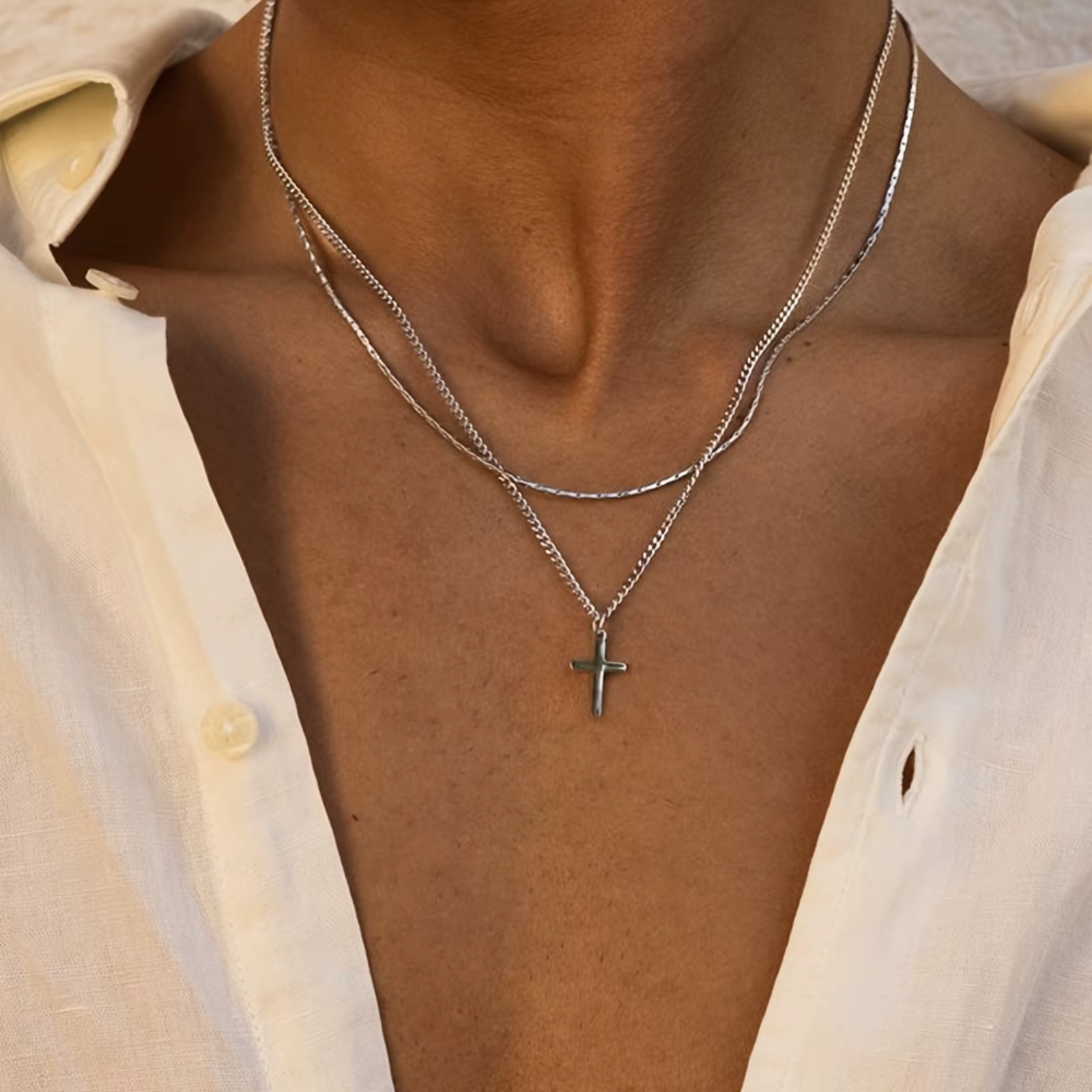 Fashion Minimalist Cross Pendant Necklace for Men Perfect Gift for Boyfriend Trendy Stylish Jewelry - view 4