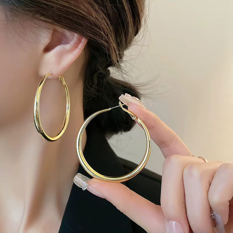 Fashion Exaggerated Big Circle Hoop Earrings for Women Statement Jewelry Smooth Circle Earrings Femme Boucles D'oreilles - view 5