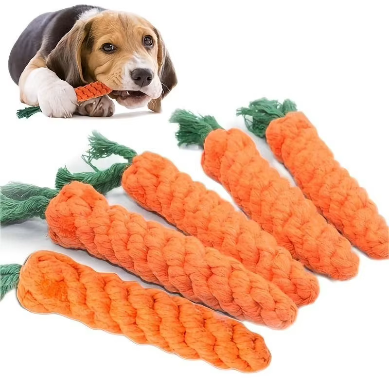 Pet Knot Toy for Dog and Cat Carrot Shape Dog Chew Toys Cotton Rope To - carrot top at ShoplyHub