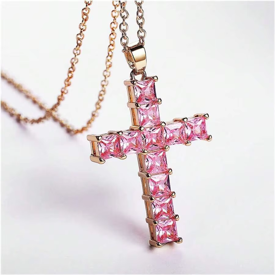 New Fashion Necklaces Female Pendants Gold Multi Color Crystal Jesus Cross Pendant For Women Necklace Party Leisure - view 4