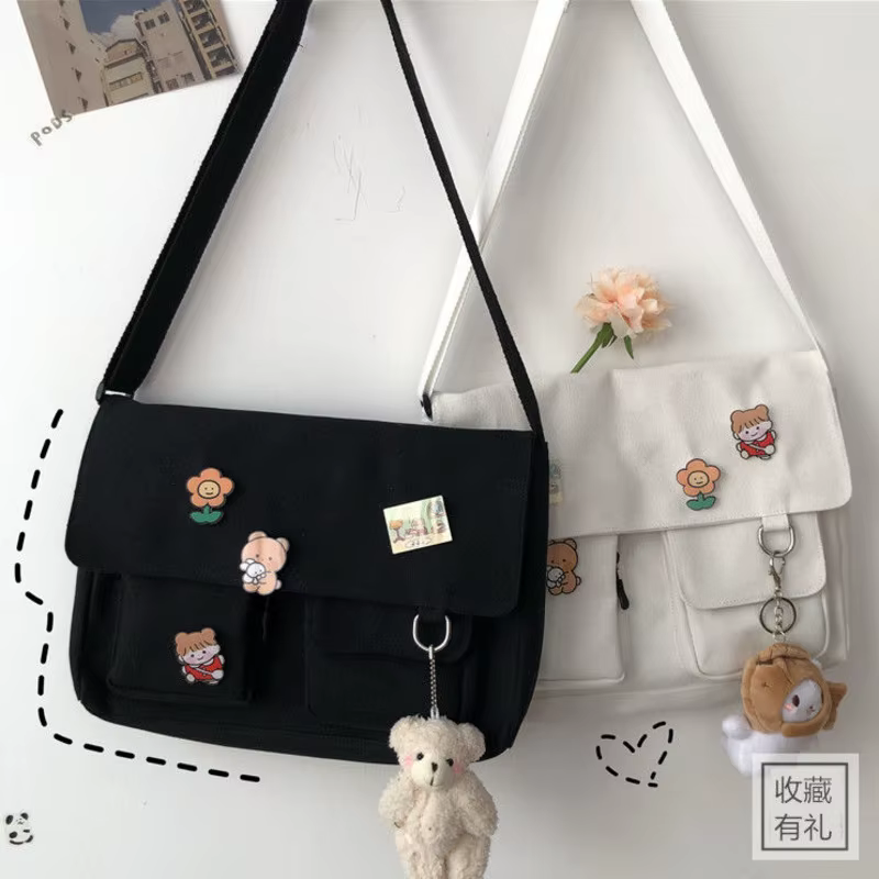 Women Simple Messenger Bag Casual Satchel Ladies Handbags Shoulder Bag Pouch Girls Sweet Printed Canvas Cross School - view 3