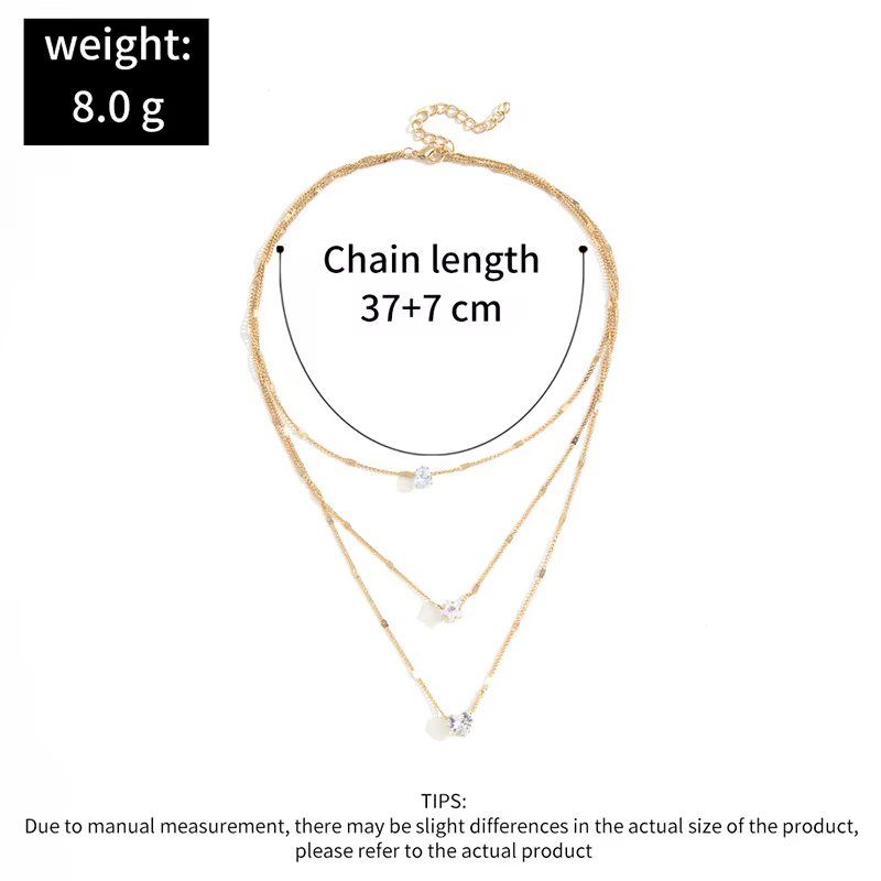 Trendy Zircon Pendant Necklace For Women Multilayer Chain Choker Fashion Female Party Shiny Jewelry Gift - view 3