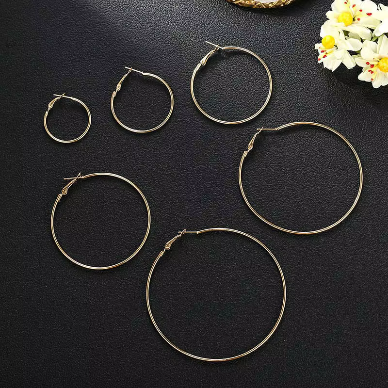 12pcs/lot Women's Hoop Earrings Gold Color Round Large Earrings Set Brincos Loop Earrings New Pendientes Para Novia - view 5