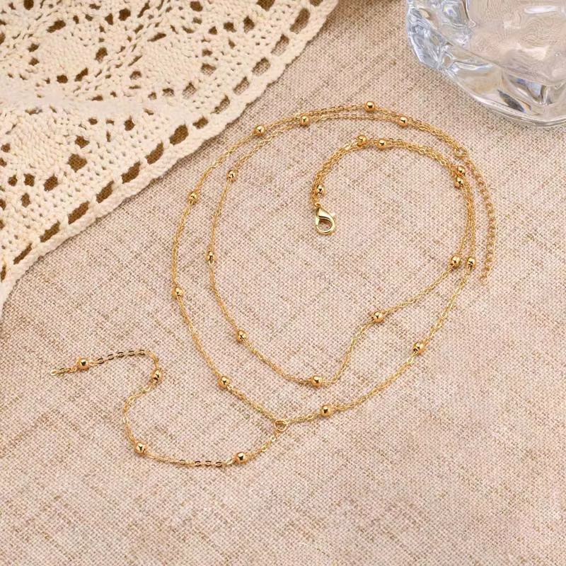 Gold Plated Lariat Necklace for Women, Double Laryered Long Chain Drop Pendant Choker Necklaces Fashion Gifts - view 5