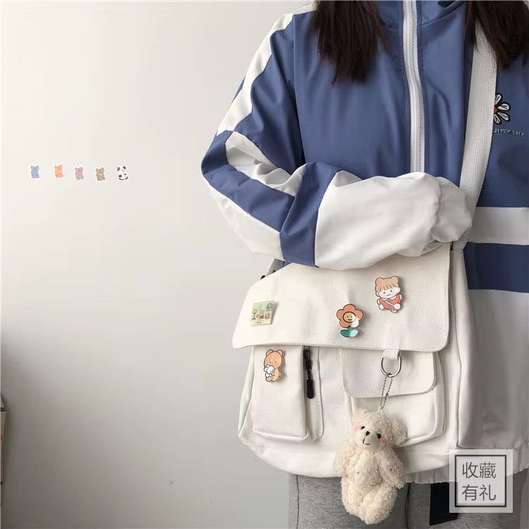 Women Simple Messenger Bag Casual Satchel Ladies Handbags Shoulder Bag Pouch Girls Sweet Printed Canvas Cross School - view 2